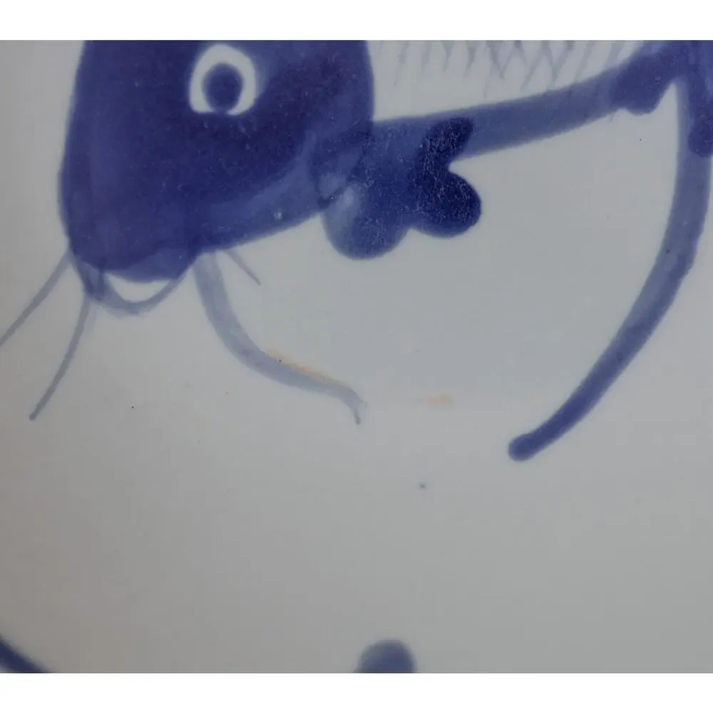 VTG Blue White Koi Fish Bowl 9